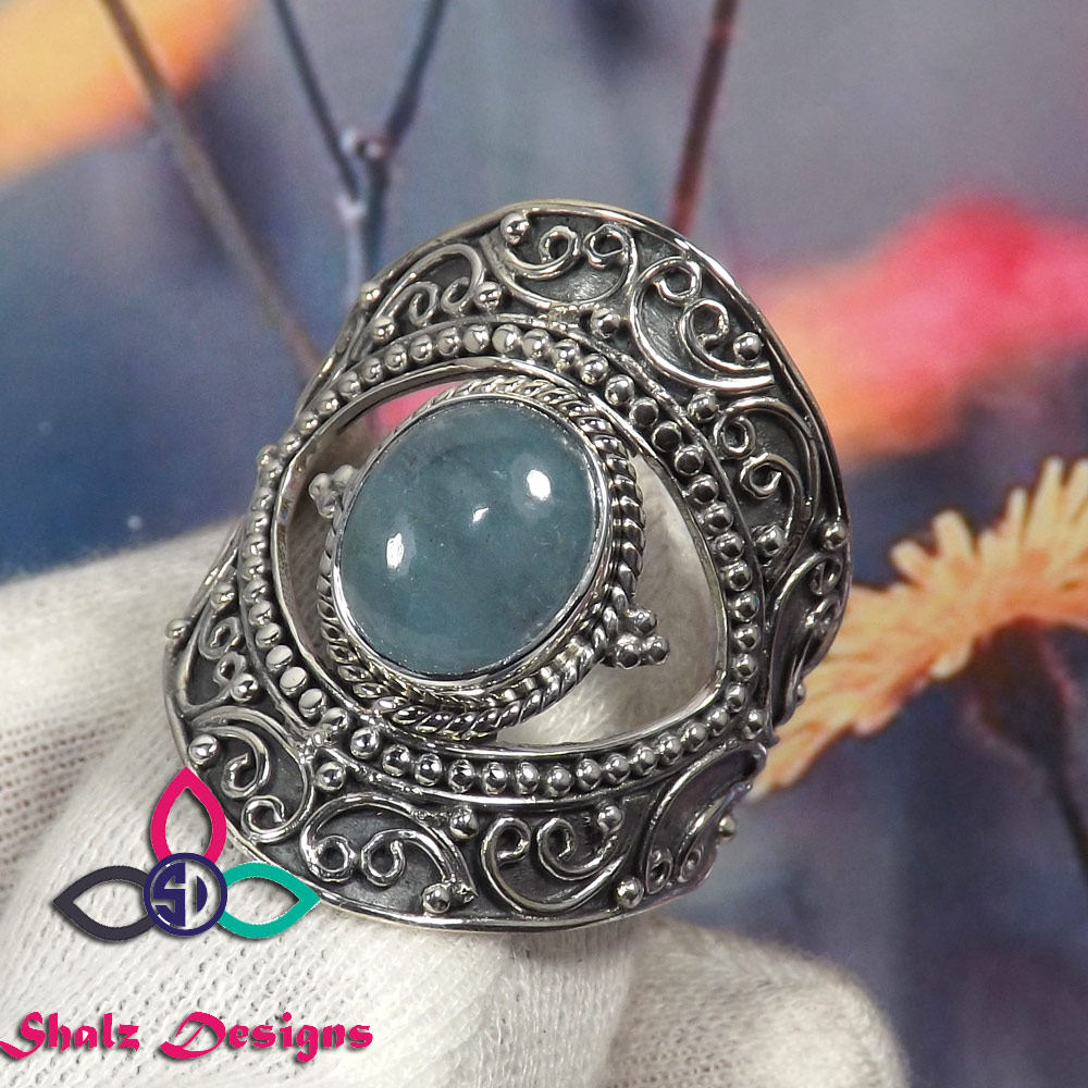 Einzigartiger Handgemachter Aquamarinring Aus 925Er Sterlingsilber, Designerschmuck Einzigartiger Handgemachter Aquamarinring Aus 925Er Sterlingsilber, Designerschmuck von ShalzDesigns