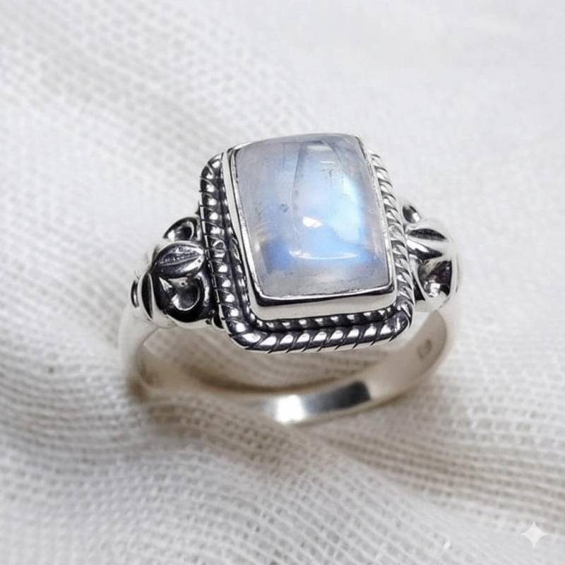 Regenbogen Mondstein Ring 925 Sterling Silber Designer Schmuck von ShalzDesigns