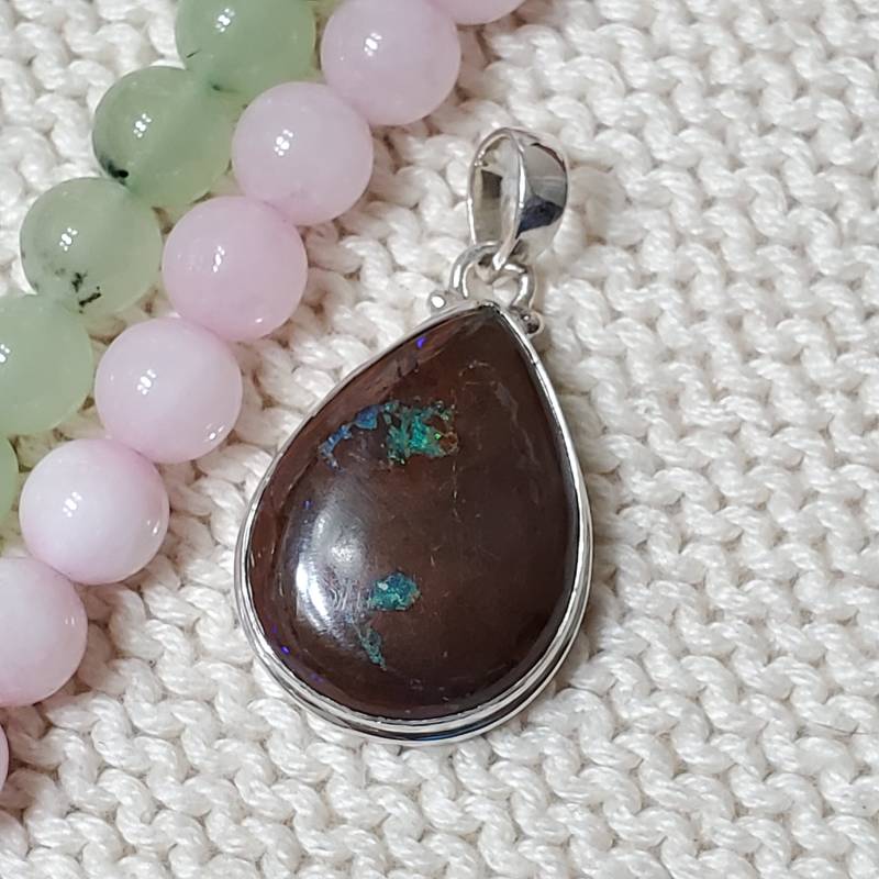 sterling Silber Boulder Opal Anhänger Prong Set Edelstein von ShalzDesigns