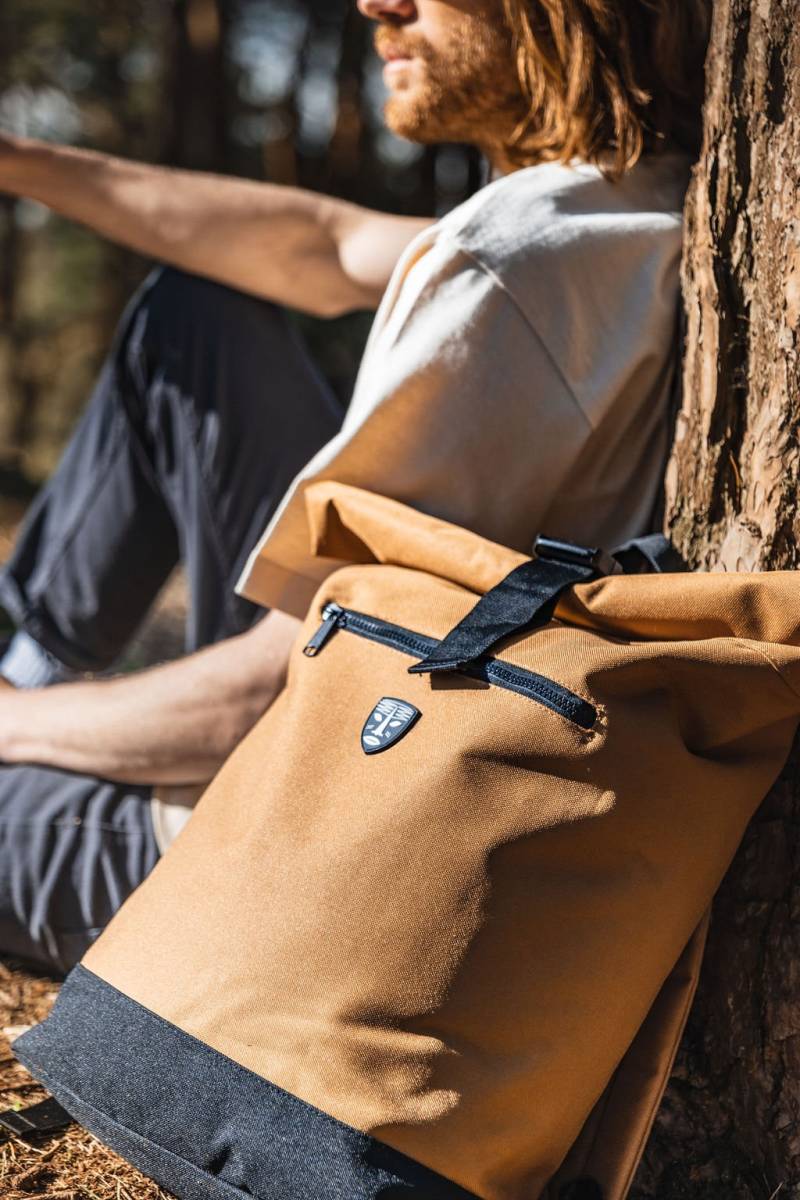 Senf Unisex Rucksack - Khaki Reiserucksack Abenteuerrucksack Damen Rolltop Arbeitsrucksack Wanderrucksack von ShamanClothingStudio
