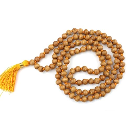 Shambhava Brown Chandan Mala (Sukhad Mala) | Natürliches Sandelholz Japa Mala mit 108 + 1 Perlen für Meditation, Gesang & spirituelle Heilung | Duftende Gebetskette für Männer und Frauen | von Shambhava