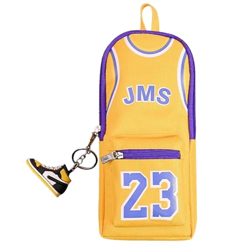 23 Gelbe Basketball Bleistift Tasche, große Kapazität Schreibwaren Box, Basketball Star Player Bleistift Tasche, Kinder große Kapazität Federtasche von Shamoparty