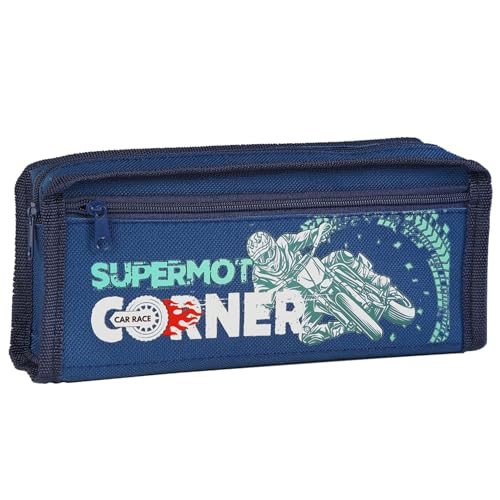 Blaues Motorrad Stifttasche, Motorra Große Kapazität Schreibwaren Box, Doppel Reißverschluss Jungen Stifttasche, Schulgeschenk Blaues Motorrad Stifttasche, Motorra Große Kapazität Schreibwaren Box, Doppel Reißverschluss Jungen Stifttasche, Schulgeschenk von Shamoparty