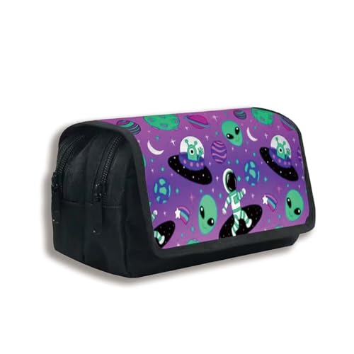 Shamoparty Magie Federmäppchen, Erweiterbar Mäppchen Teenager mit Großer Fächer, Federmäppchen Für Kinder Junge Studenten Erwachsene Federtasche,Süße Alien Planet-Cover[G] von Shamoparty