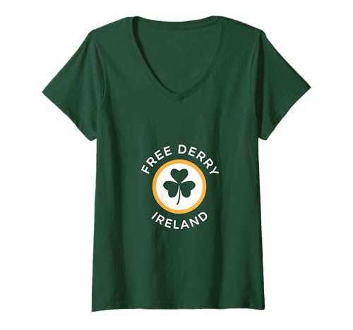 Damen Gratis Derry Kleeblatt Nordirland Souvenir T-Shirt mit V-Ausschnitt Damen Gratis Derry Kleeblatt Nordirland Souvenir T-Shirt mit V-Ausschnitt von Shamrock Free Derry Northern Ireland Apparel