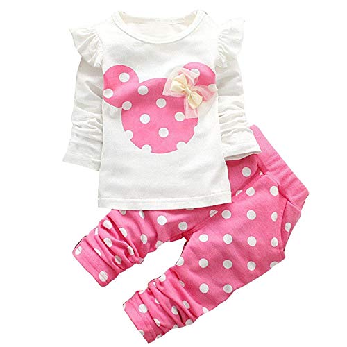 Baby Mädchen Kleidung Set Top Langarm Shirt + Pants Bekleidungsset Outfits (Pink, 0-6 Monate) von ShangSRS