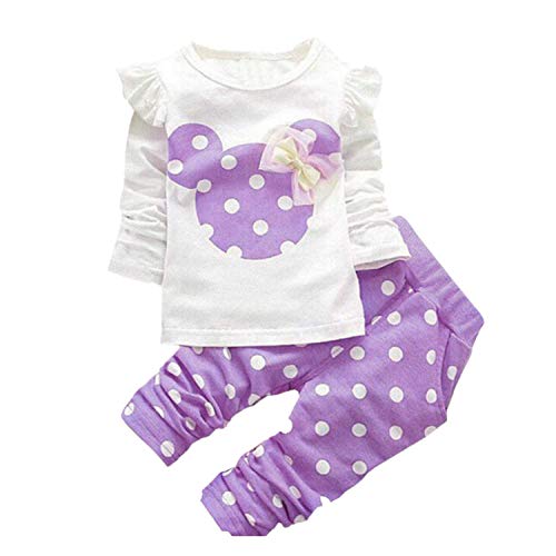 Baby Mädchen Kleidung Set Top Langarm Shirt + Pants Bekleidungsset Outfits (Purple, 0-6 Monate) von ShangSRS