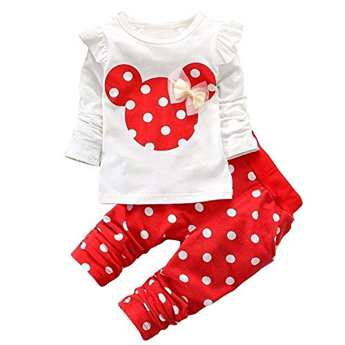 Baby Mädchen Kleidung Set Top Langarm Shirt + Pants Bekleidungsset Outfits (Rot, 18-24 Monate) von ShangSRS