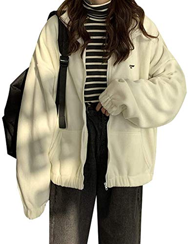 Damen Sportjacke Kapuzenjacke Hoodie Hip Hop Boyfriends Stil Oberteile Sweatjacke Basic Pullover Jacke Kapuzenpullover Hoodies Übergangsjacke (Beige, M) von ShangSRS