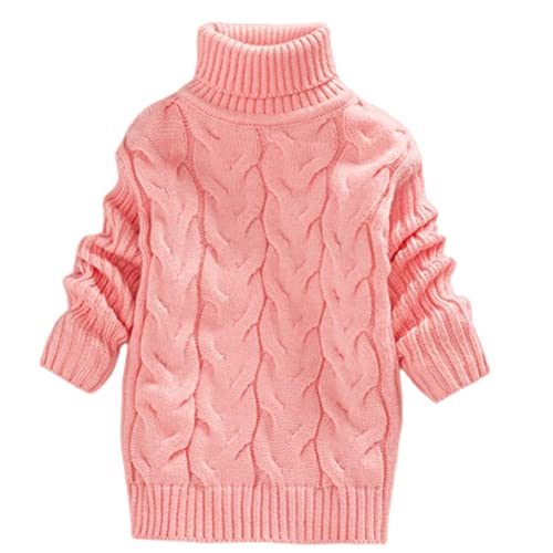 Großer Twist Pullover High Neck Kleines Junge Mädchen Strick Langarm Pullover (as3, Numeric, Numeric_90, Regular, Rosa) von ShangSRS