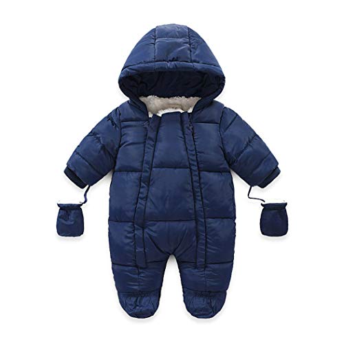 ShangSRS Baby Schneeanzug Spielanzug Jumpsuit Outfit Babykleidung Krabbeln für KinderParka Kapuzenjacke Daunenmantel Babyparka Daunenjacke (90, Marineblau) von ShangSRS