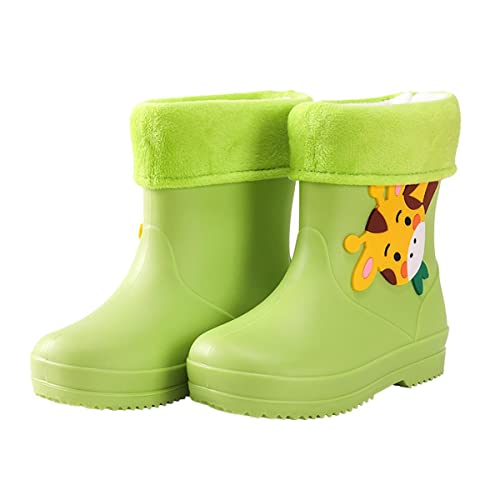 ShangSRS Kinder Gummistiefel PVC Regenstiefel Gummistiefel gefüttert Jungen mit Motiven und Kordelzug Unisex (Grün-2, numeric_27) von ShangSRS