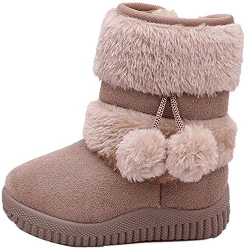 ShangSRS Neu Warme Schneeschuhe Mädchen Kinder Ball Hirschleder Winter Baby Baumwolle Schuhe Boot Stiefel (25 EU, Khaki) von ShangSRS