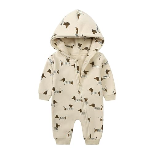 Neugeborene Unisex Baby Strampler Fleece Overall Herbst Langarm Kapuze Jumpsuits mit Reißverschluss Babykleidung (0-3 Monate, Style-5) von ShangSRS