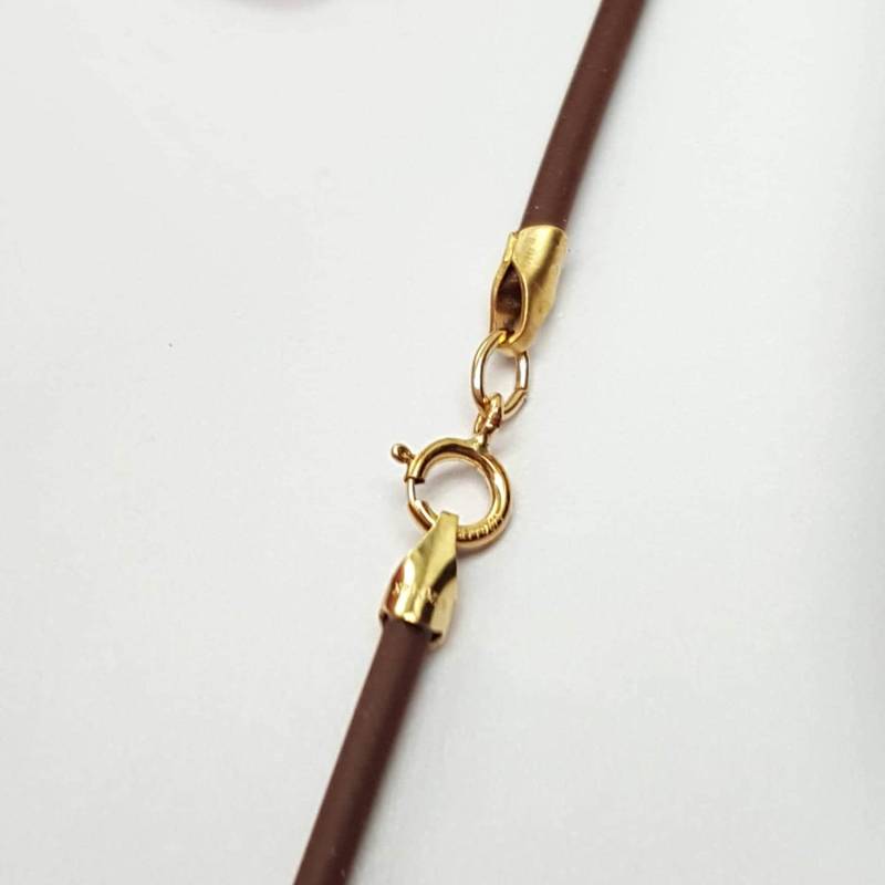 Braune Gummikordel-Halskette, 2 Mm, Austauschbar, Gold Gefüllter Verschluss, 16 ", 18 20 22 "; 60cm Braune Gummikordel-Halskette, 2 Mm, Austauschbar, Gold Gefüllter Verschluss, 16 ", 18 20 22 "; 60cm von ShanghaiTai