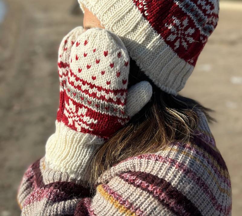 Handgestrickte Handschuhe Aus Himalaya Wolle Mit Fleecefutter, Warm von ShangriLaGiftsShop