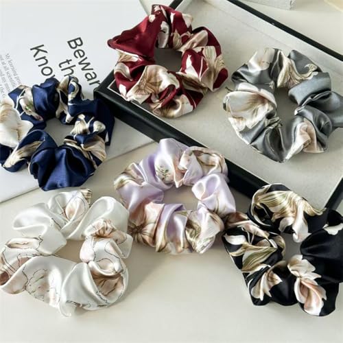 Groß Seiden Haargummi Damen Silk Scrunchie, Weich Seidig Elastisch Haargummis Pferdeschwanz Halter Elastisches Haarband für Frauen Mädchen (1 stück (6er Pack)) von Shangxiu
