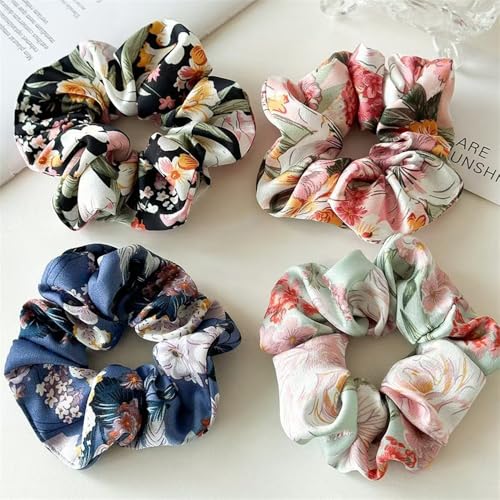 Haargummi Scrunchie mit Schleife, Weicher gebrochener Chiffon Bowknot Haargummis Pferdeschwanz Halter Elastisches Haarband für Frauen (1 stück (4er Pack)) von Shangxiu