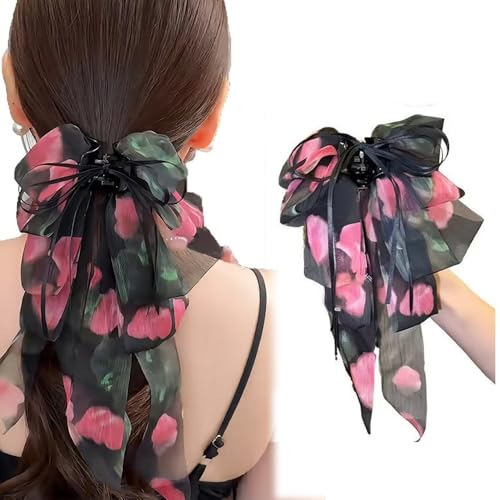 Haargummi Scrunchie mit Schleife, Satin Seide Bowknot Haargummis Pferdeschwanz Halter Elastisches Haarband aus Samt Seidenschal Kaninchenohren Form für Frauen (Stil Z, 1 stück) von Shangxiu