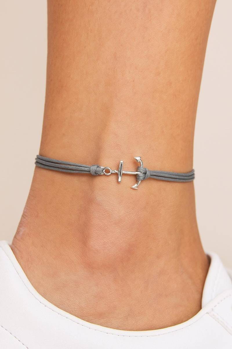 Anker Fußkettchen Für Frauen Versilbert Charme Grau Schmuck Die Sommer Strand Meer Küste von ShaniAndAdi