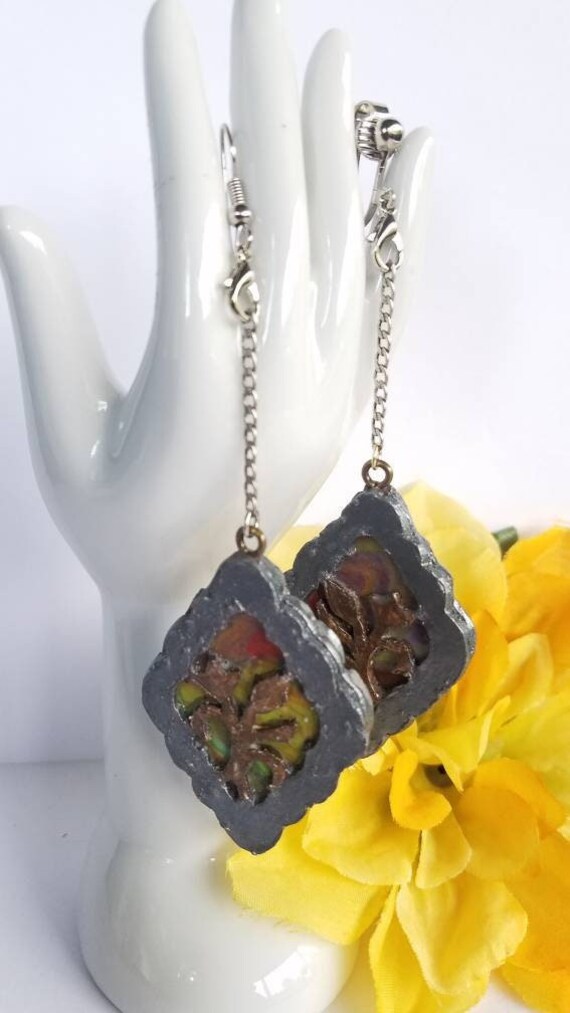 Silberbronze Ohrringe Aus Polymer Clay Lange Blumenschmuck Silberbronze Ohrringe Aus Polymer Clay Lange Blumenschmuck von ShaniquesUniqDesigns
