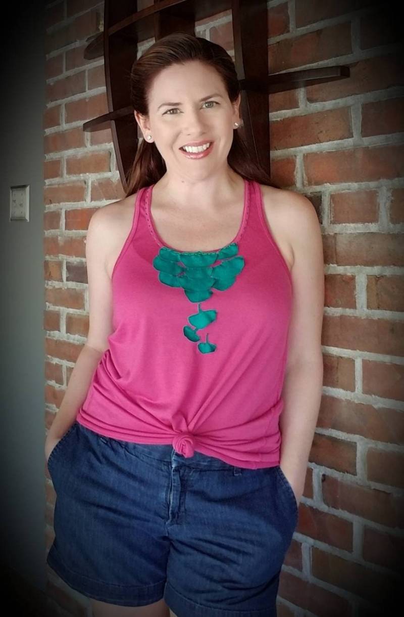 Handgemachtes Ginkgo Blatt Racerback Tank Magenta Fließende Bluse von ShannaBritta