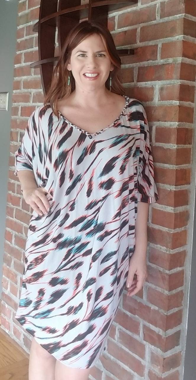 Tunika Kleid Mit Wasserfallausschnitt Lockerer Baumwoll Jersey Strick, Maßanfertigung Tunika Kleid Mit Wasserfallausschnitt Lockerer Baumwoll Jersey Strick, Maßanfertigung von ShannaBritta