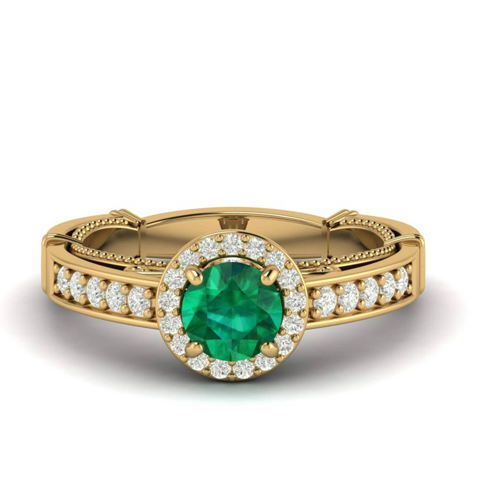 14K Gold Lab Smaragd Verlobungsring, Solitär Ring, Stapel Geburtstag Geschenk Party Wear Moissanit Art Deco von Shannonjewelsin