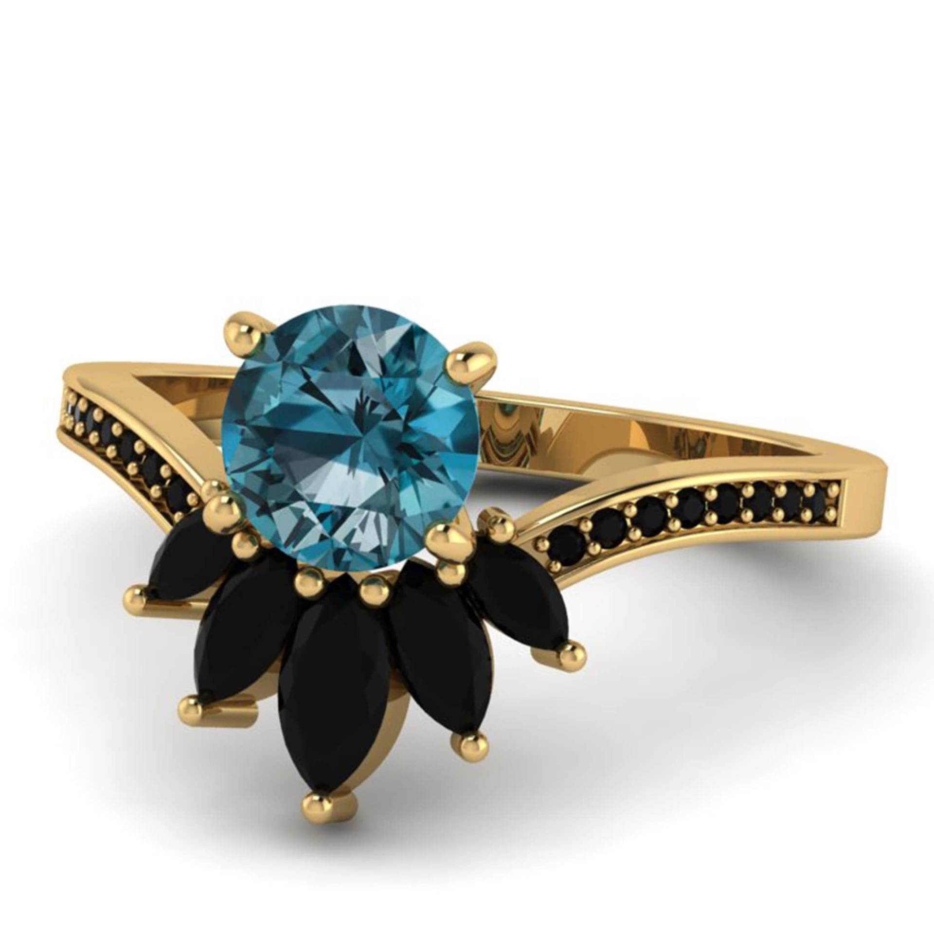Aaa London Blue Topaz Geburtstagsgeschenk Ring, 14K Gold Blautopas Love Promise Geschenk Für Schwester, Frauen, Onyx Ring von Shannonjewelsin