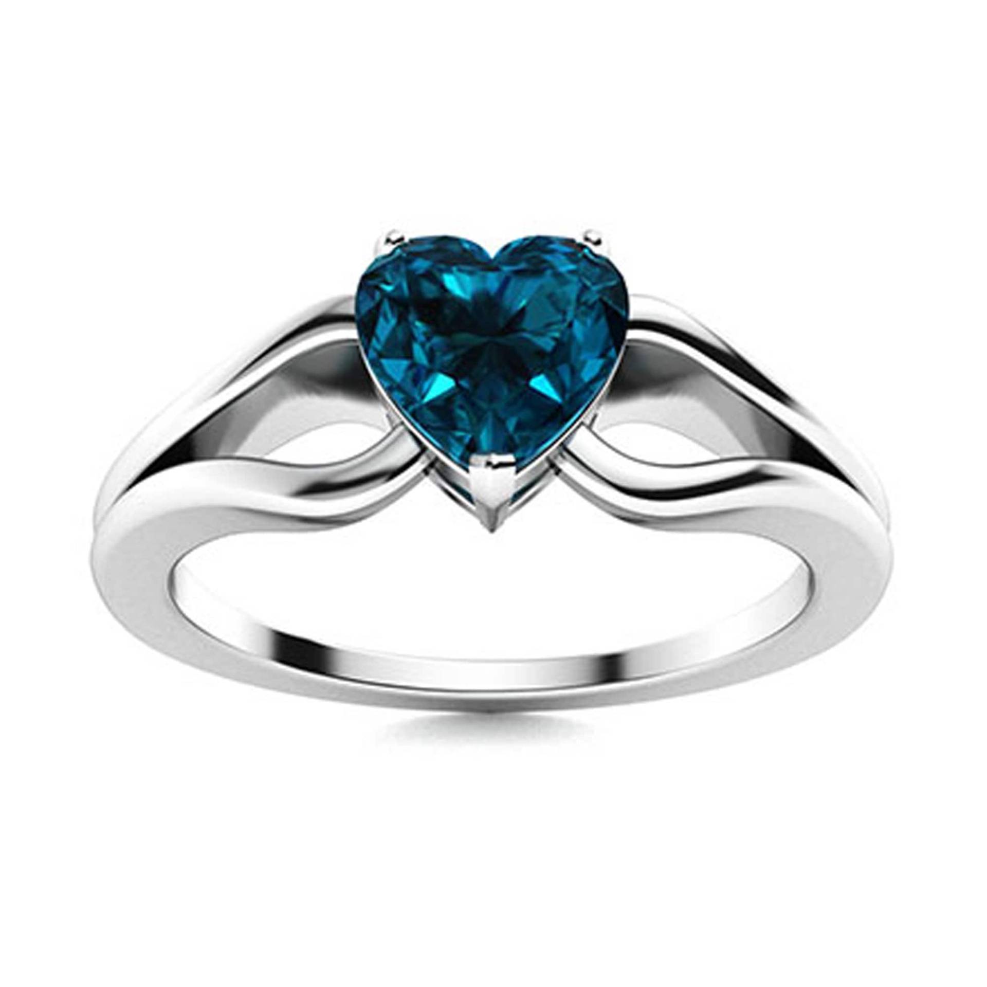 Herz Form London Blue Topas Solitär Ring, Geschenk Für Frauen, Hochzeitsring, Geburtstag Blautopas Facettiert Ring von Shannonjewelsin