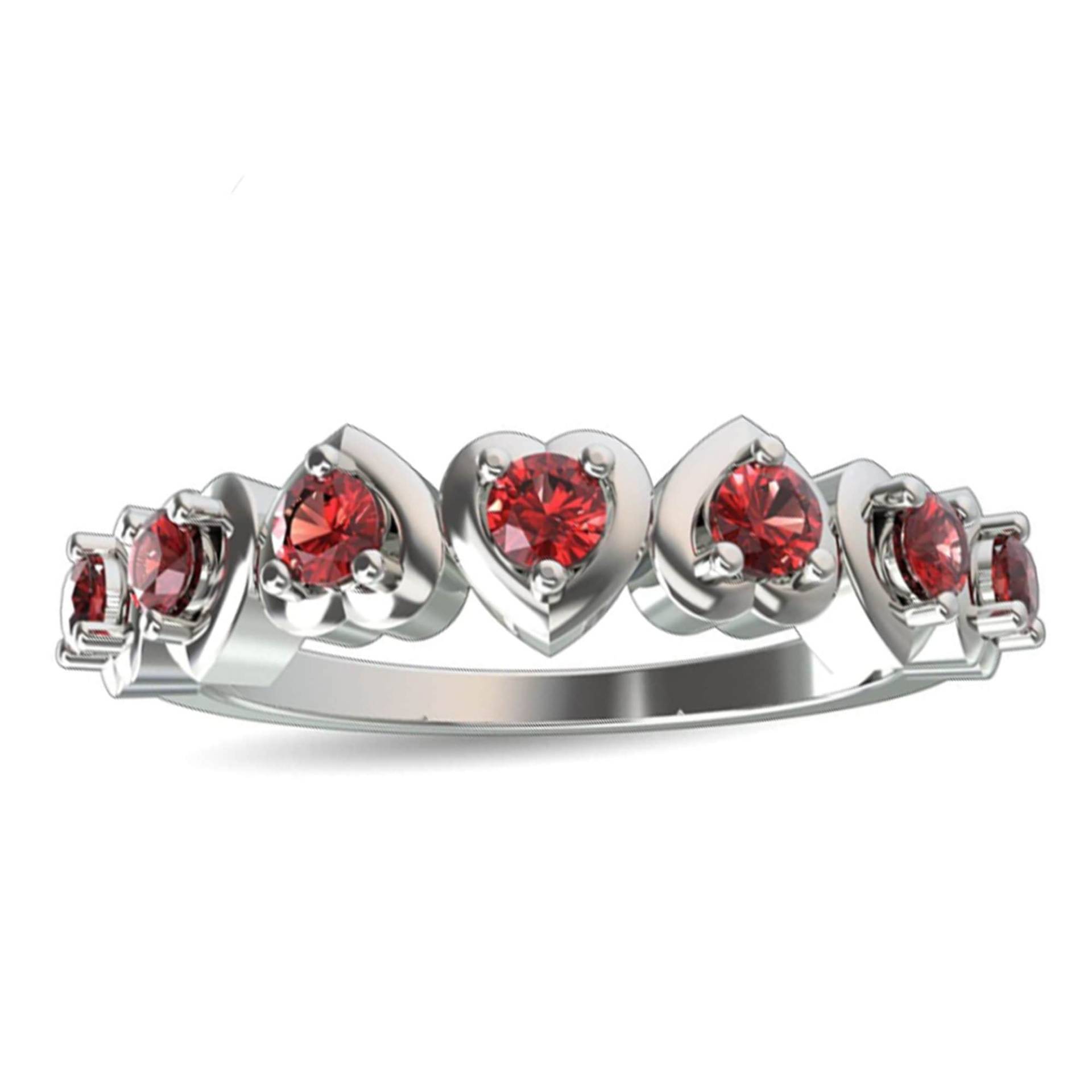 Natürlicher Herz Form Silber Ring, Liebe Versprechen Geschenk Roter Granat Verlobungsring, Jahrestag Halb Ewigkeit Band Ring von Shannonjewelsin