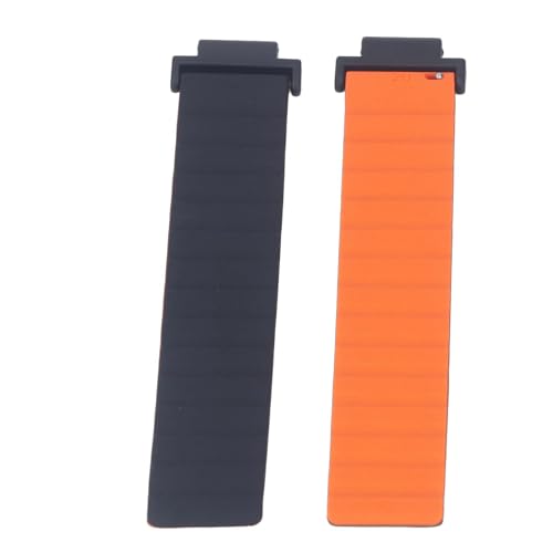 Magnetisches Silikon-Uhrenarmband, Verstellbares Magnetisches, Einfach zu Installierendes Silikon-Uhrenarmband mit Sicherem Verschluss für Übungen (schwarzorange) von Shanrya