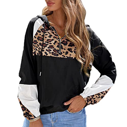 Shanrya Langärmeliger Kapuzenpullover, Lässiger Damen-Hoodie mit Leopardenmuster für Büro und Club (M) von Shanrya