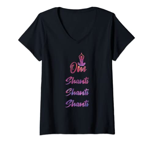 Damen Om Shanti Yoga T-Shirt T-Shirt mit V-Ausschnitt von Shanti Apparel