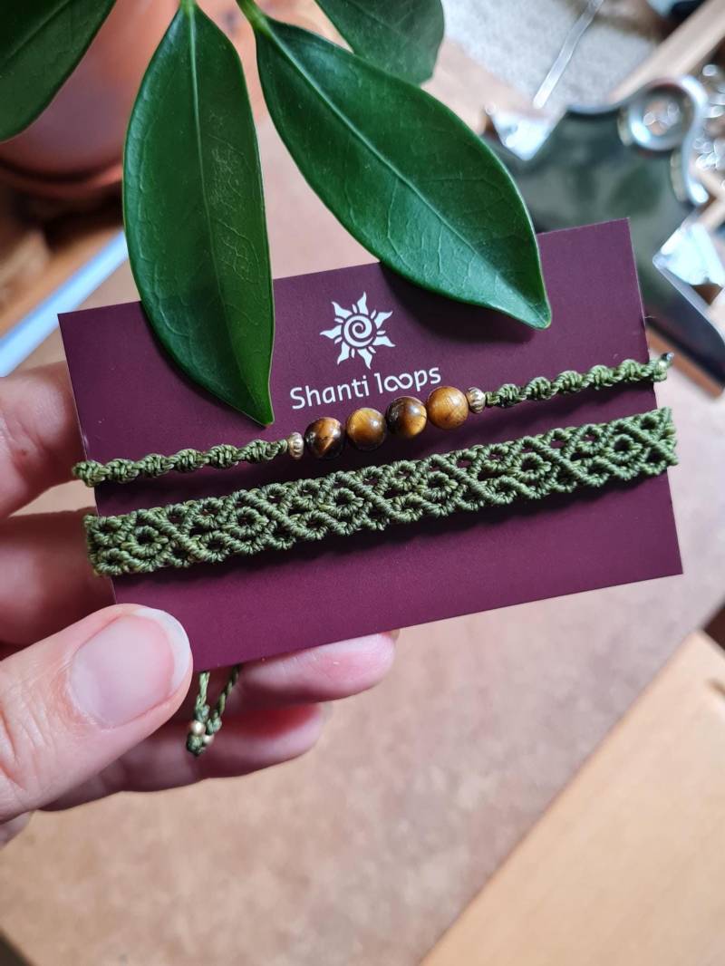 Tigeraugen Armband Set, Grüne Armbänder, Makramee Schmuck, Boho, Macrame, Tigerseye, Natürlich, Schmale Armbänder Tigeraugen Armband Set, Grüne Armbänder, Makramee Schmuck, Boho, Macrame, Tigerseye, Natürlich, Schmale Armbänder von ShantiLoops