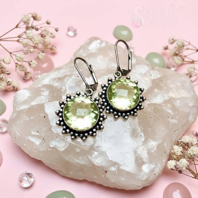 Facettierte Lemon Topas Amazing Schimmer Große Runde Ohrringe Facettierte Lemon Topas Amazing Schimmer Große Runde Ohrringe von ShantiMalaDesigns