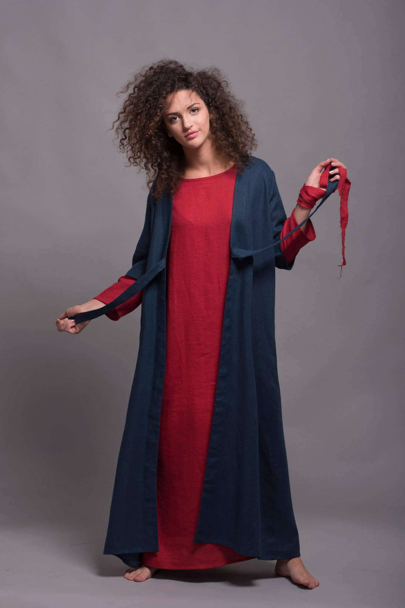 Leinen Maxi Mantel Ursa | Lange Leinenjacke Mit Offener Front, Oversize Boho Kaftan, Lockere Passform Plus Size Lagenlook Kleid Maßgeschneiderte von ShantimaShop