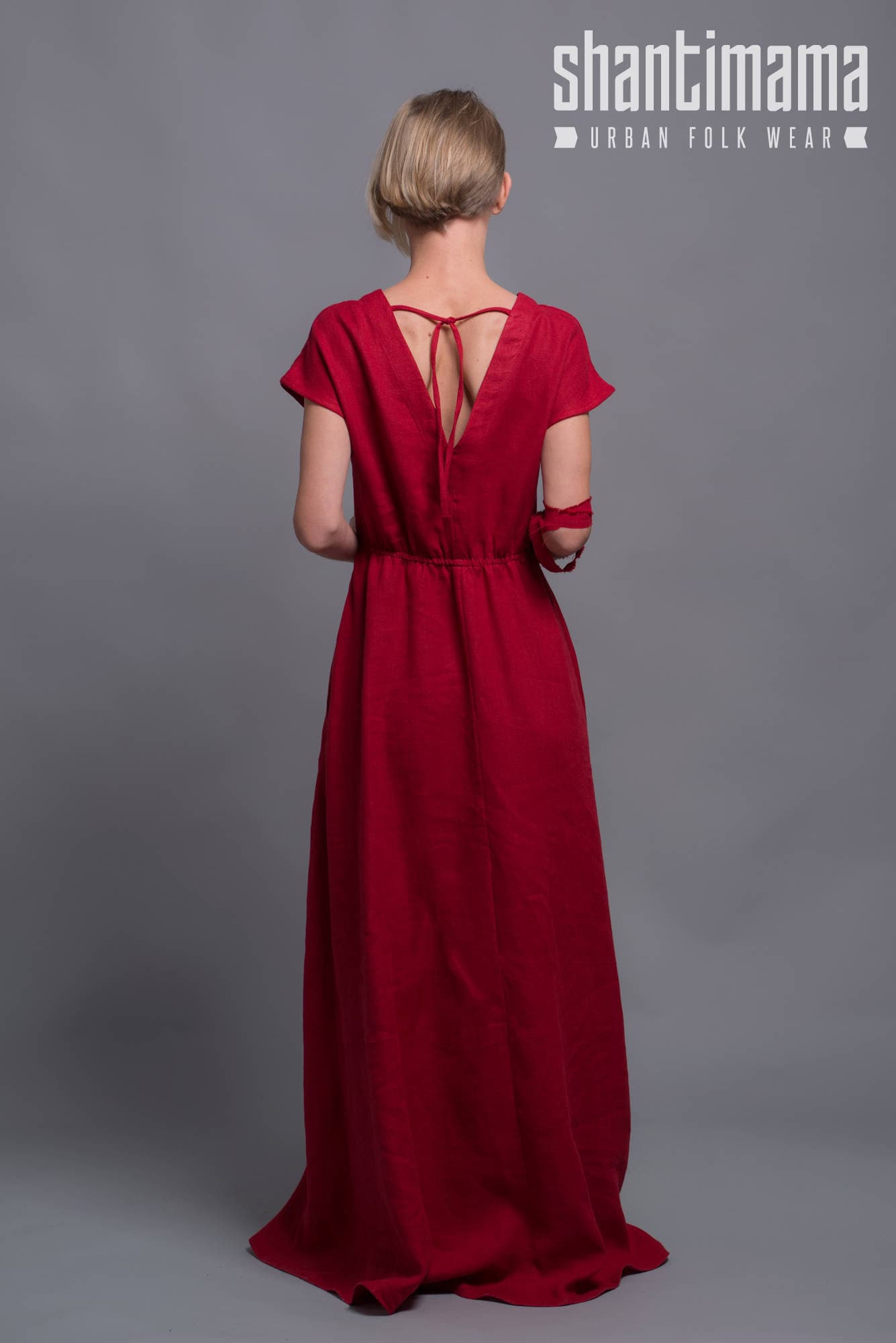 Maxi Leinenkleid Eva, Langes Mit Offenem Rücken, Alternative Boho Brautkleid, Rotes Cocktailkleid, Abschlussballkleid, Brautjungfernkleid von ShantimaShop