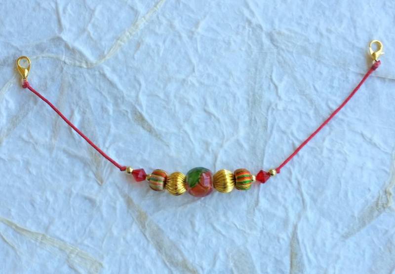 Damen Haarband Haori Himo Aus Tombo Damaseide Kugel Rot Grün Gold Perlen von Shantique