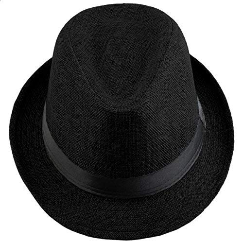 Shanxing Fedora Hut Herren Trilbyhut Panamahut Sonnenhut Hüte Jazz Kappe, 011-Schwarz, one size von Shanxing