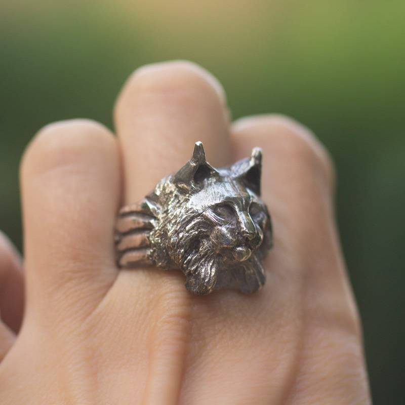 Sterling Silber Luchs Ring Handgemachte Wilde Katze Statement Schmuck von ShanyMoreno