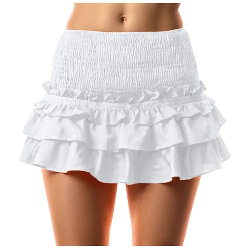 Damen Rüschen Minirock Sommer high Waist Kurze Rock Layered Rüschenrock einfarbig Sommerrock Freizeitrock Strandrock A Linie Minirock Party Karneval Piratenkostüm Damen Rüschen Minirock Sommer high Waist Kurze Rock Layered Rüschenrock einfarbig Sommerrock Freizeitrock Strandrock A Linie Minirock Party Karneval Piratenkostüm von Shaohan