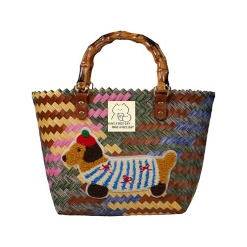 Einkaufskorb Shopper Geflochten- robuster Strandkorb aus Wasserdicht Einkaufstasche Geflochtene Tasche (A) von Shaohan