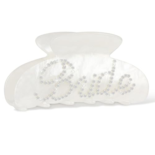 Shaorangrang Brautklauen-Haarspange, weiße Acryl-Haarspange mit Strass-Braut-Logo, Brautschmuck, Brautjungfer, Hochzeitsgeschenk von Shaorangrang
