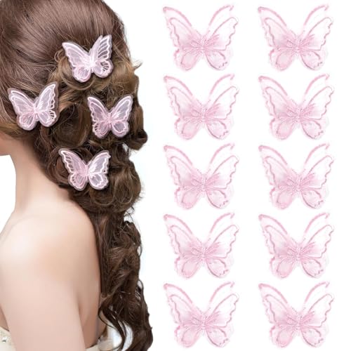 Shaorangrang Damen Schmetterling Haarspange Anti-Rutsch bestickt Schmetterling Haarspange Doppellagige Spitze Schmetterling Haarspange Zubehör von Shaorangrang