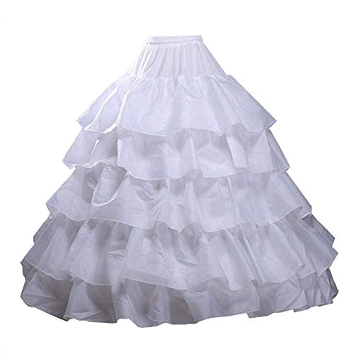 Damen Fluffy Tiered Layered Tüll Tutu Langen Rock Faltenrock Mit Rüschen Weiß von Shaoyao