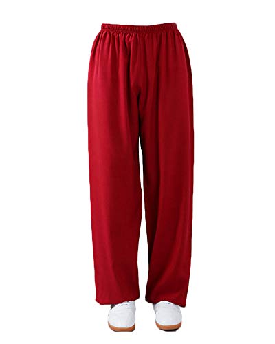 Kampfsporthose Tai Chi Hosen Traditionelle Trainingshosen Taiji Kung Fu Wing Chun Shaolin Klassische Kleidung Unisex Rot 3XL von Shaoyao