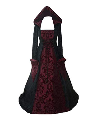 Shaoyao Damen Mittelalter Party Kostüme Kleid, Mittelalterliche Gothic Renaissance Partykleid Maxikleid Cosplay Kostüm Rot 5XL von Shaoyao