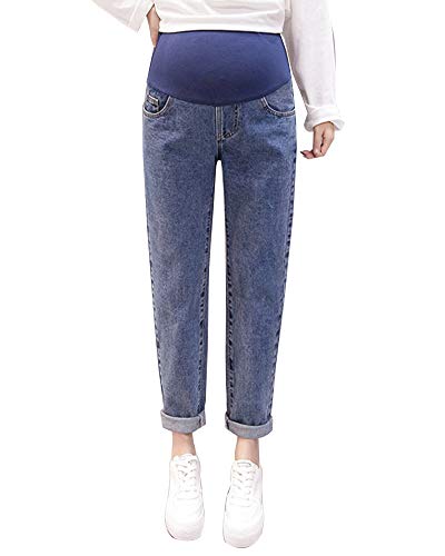 Shaoyao Damen Umstandshose Leggings Jeans Schwangerschafts Hose mit Bauchband Dunkelblau Etikett XL/EU 40 von Shaoyao