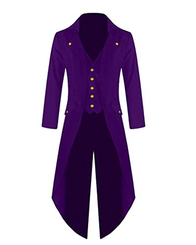 Shaoyao Herren Steampunk Formalen Frack Viktorianischen Mantel Mittelalterlichen Smoking Jacke Renaissance Unregelmäßig Violett XL von Shaoyao